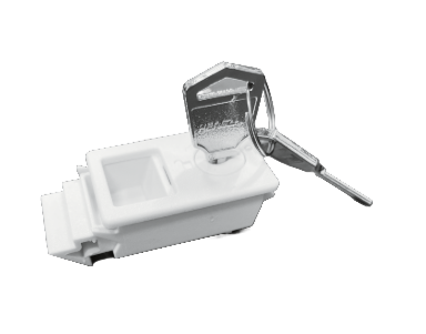 white snap in keyed lock for hinged enclosure doors (2 keys)